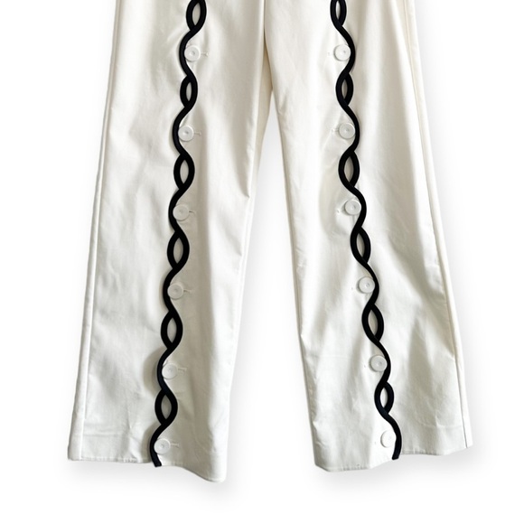 New with Tag, SARA BATTAGLIA Contrast-trim Wave Trousers In White, Size 36 IT - Picture 7 of 16